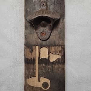 Whiskey Barrel Stave Wall Mounted Bottle Opener